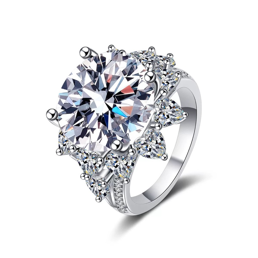 New 925 Sterling Silver Ring Women's 10 carat luxury Mosan Diamond